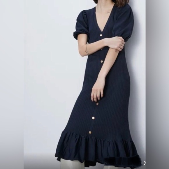 Gorgeous ribbed knit dress from ZARA sz M new with tags 💗 - Picture 3 of 7